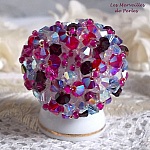 Bague Rose piquante avec des facettes et des toupies en cristal de Swarovski